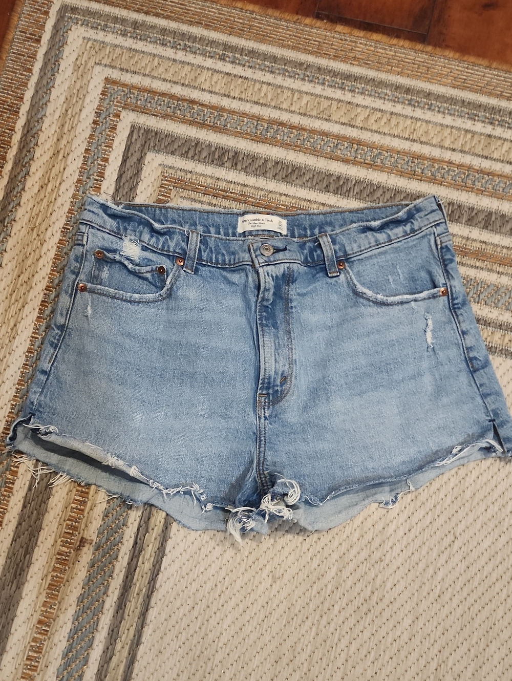 Abercrombie & Fitch Light Wash Distressed Denim Cutoff Shorts